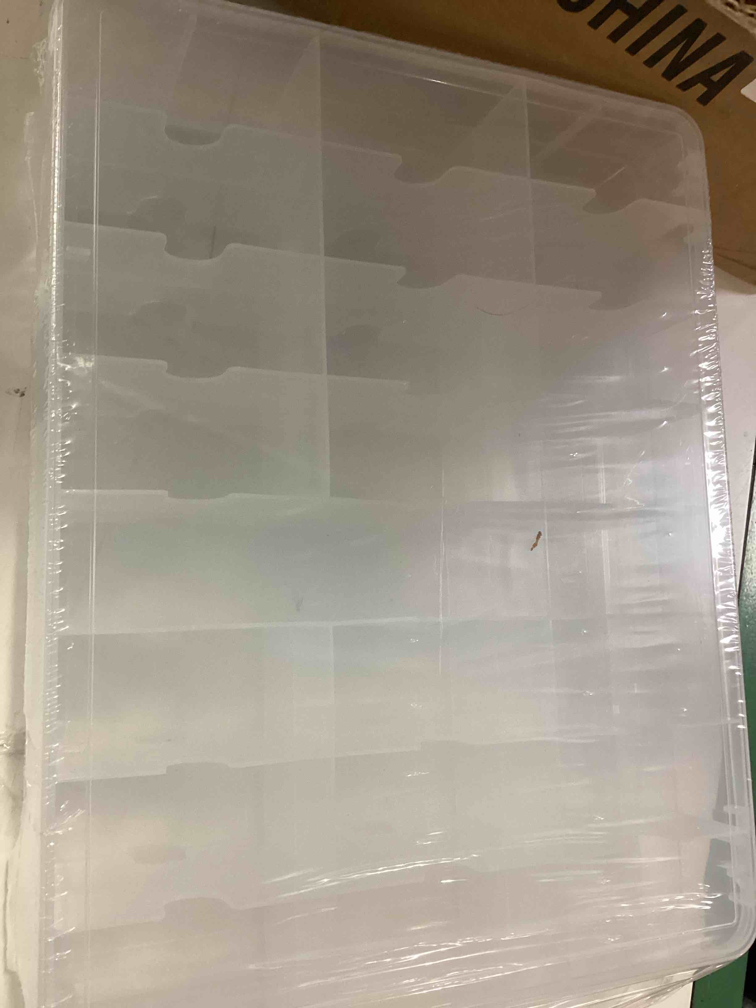 Condition photo showing New/Like New for 2 pcs 46 grids sewing organizer, double sided thread box storage,small clear compartment plastic organizer box for embroidery floss sewing threads needles beads small crafts