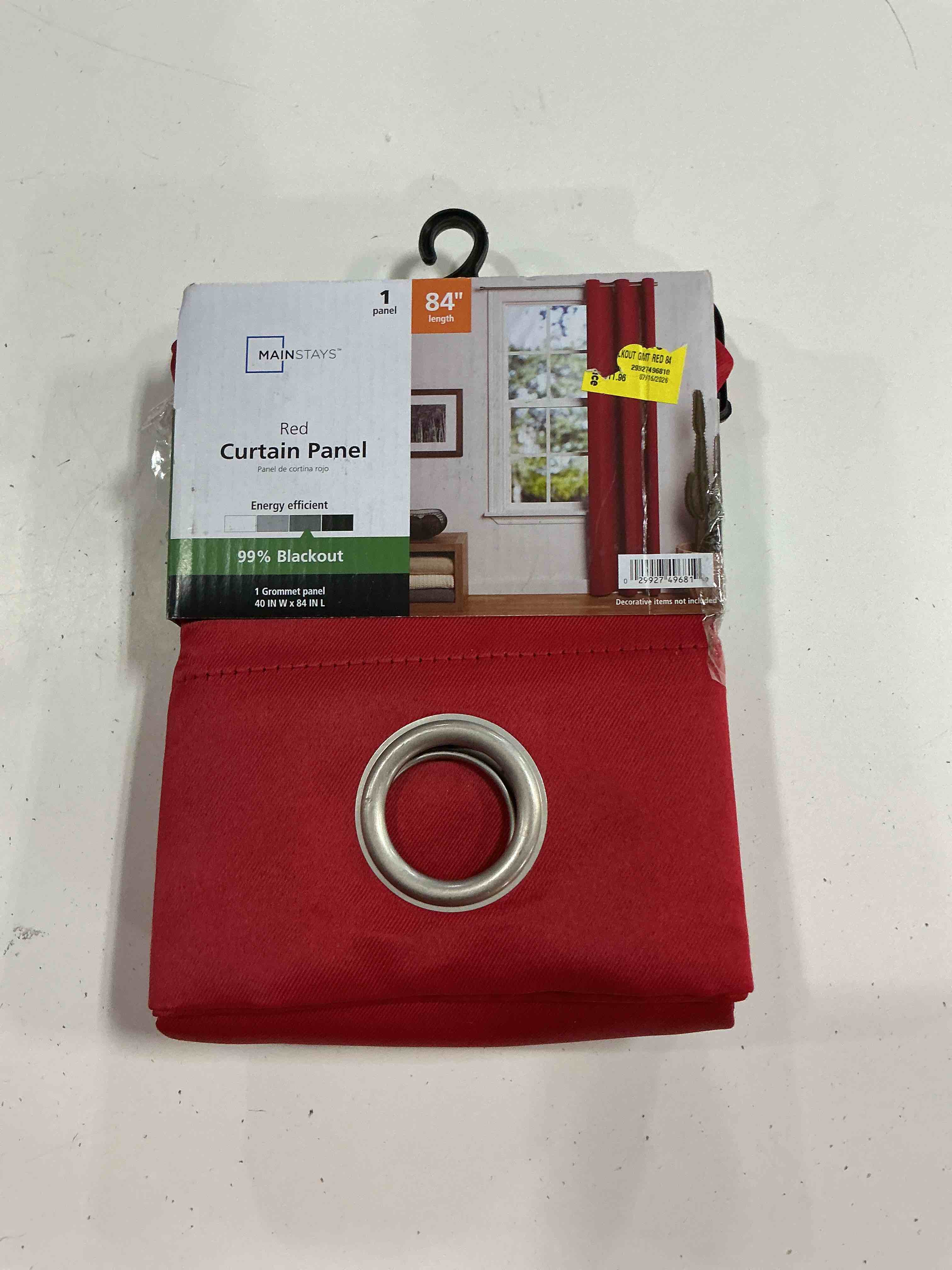 Condition photo showing Good Condition for mainstays blackout energy efficient grommet single curtain panel 40 x84 red
