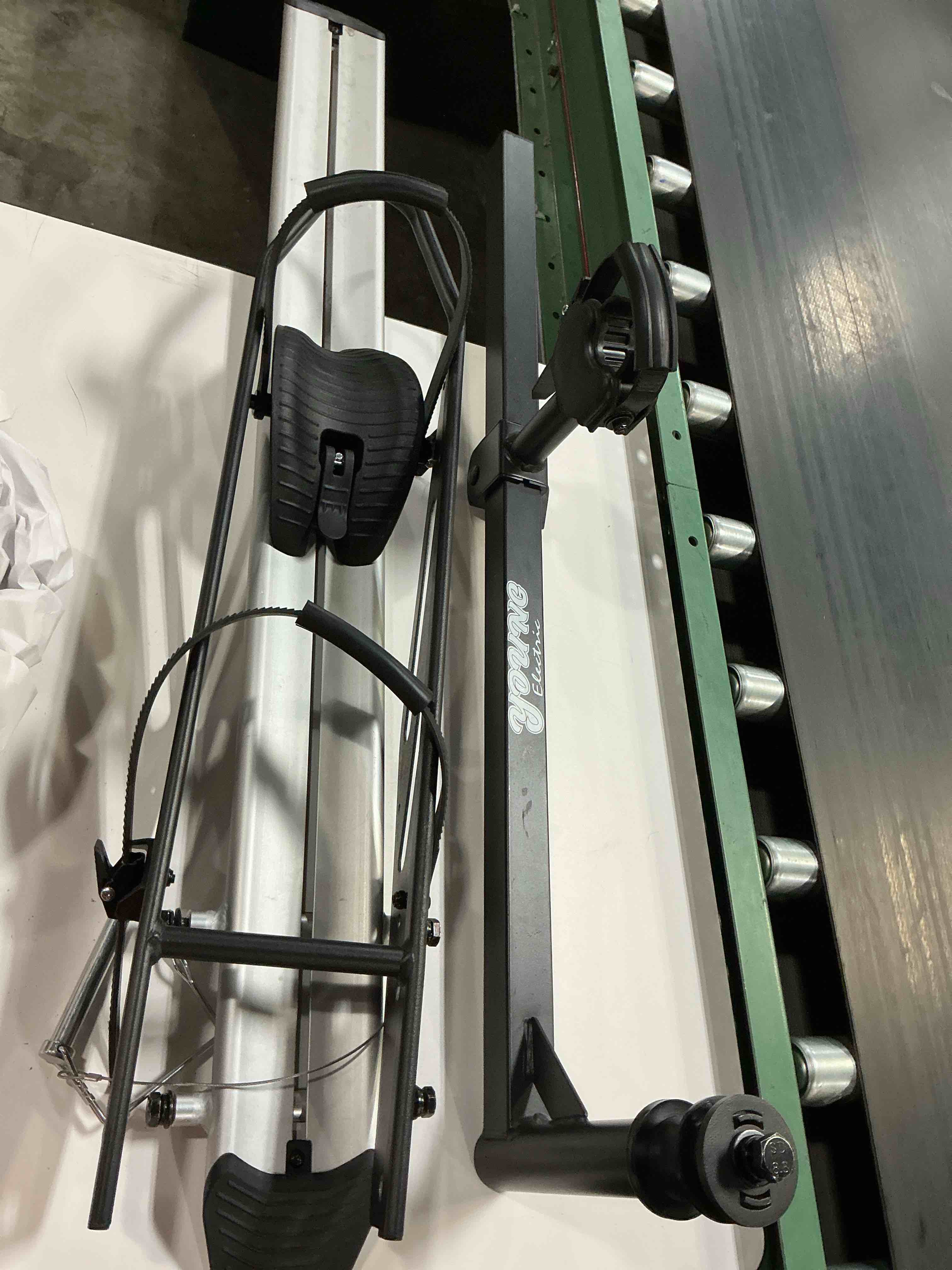 Condition photo showing As Is for young electric single 1-ebike rack hitch mount with ramp foldable bike carrier 100 lbs. capacity for cars suv truck trailer and rv
