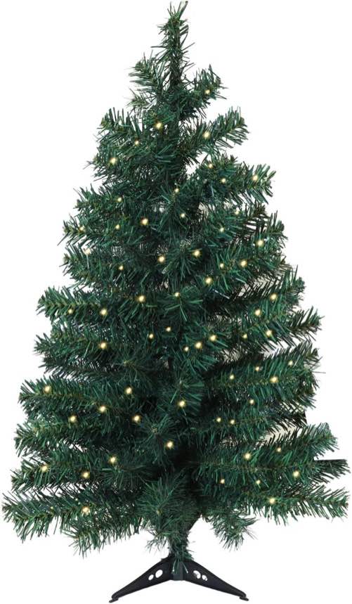 3FT Pre-Lit Artificial Christmas Pine Tree with Warm LED Lights + Metal Hinges