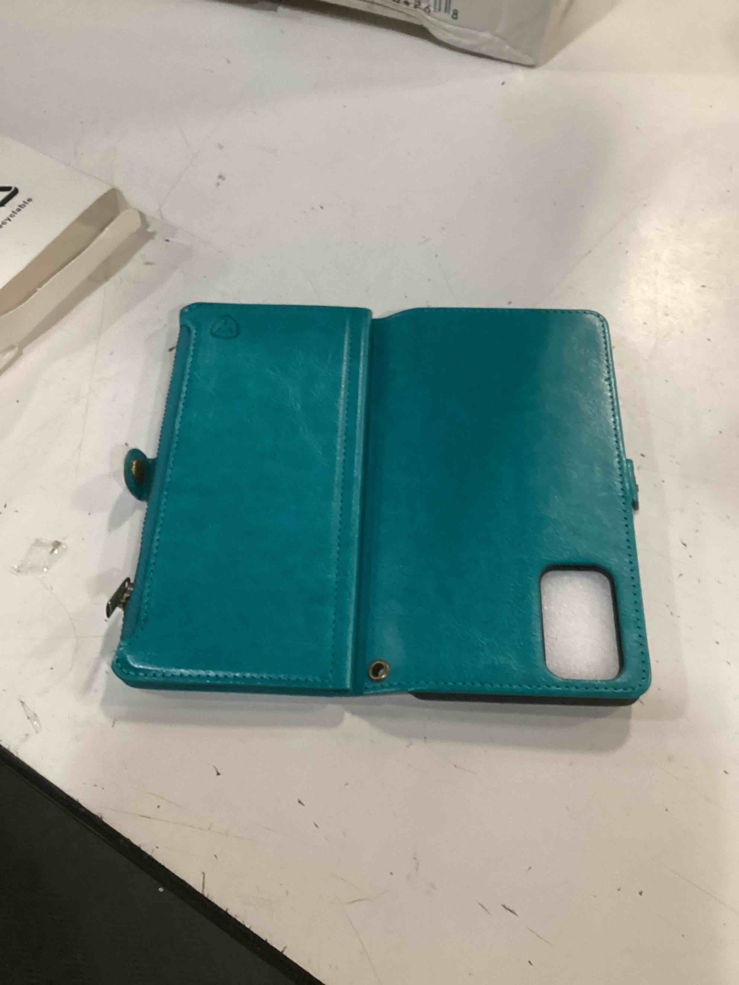Condition photo showing Good Condition for xcasebar for samsung galaxy note 20 wallet case with zipper credit card holder?rfid blocking?, flip folio book pu leather phone case shockproof cover women men for samsung note20 case blue green