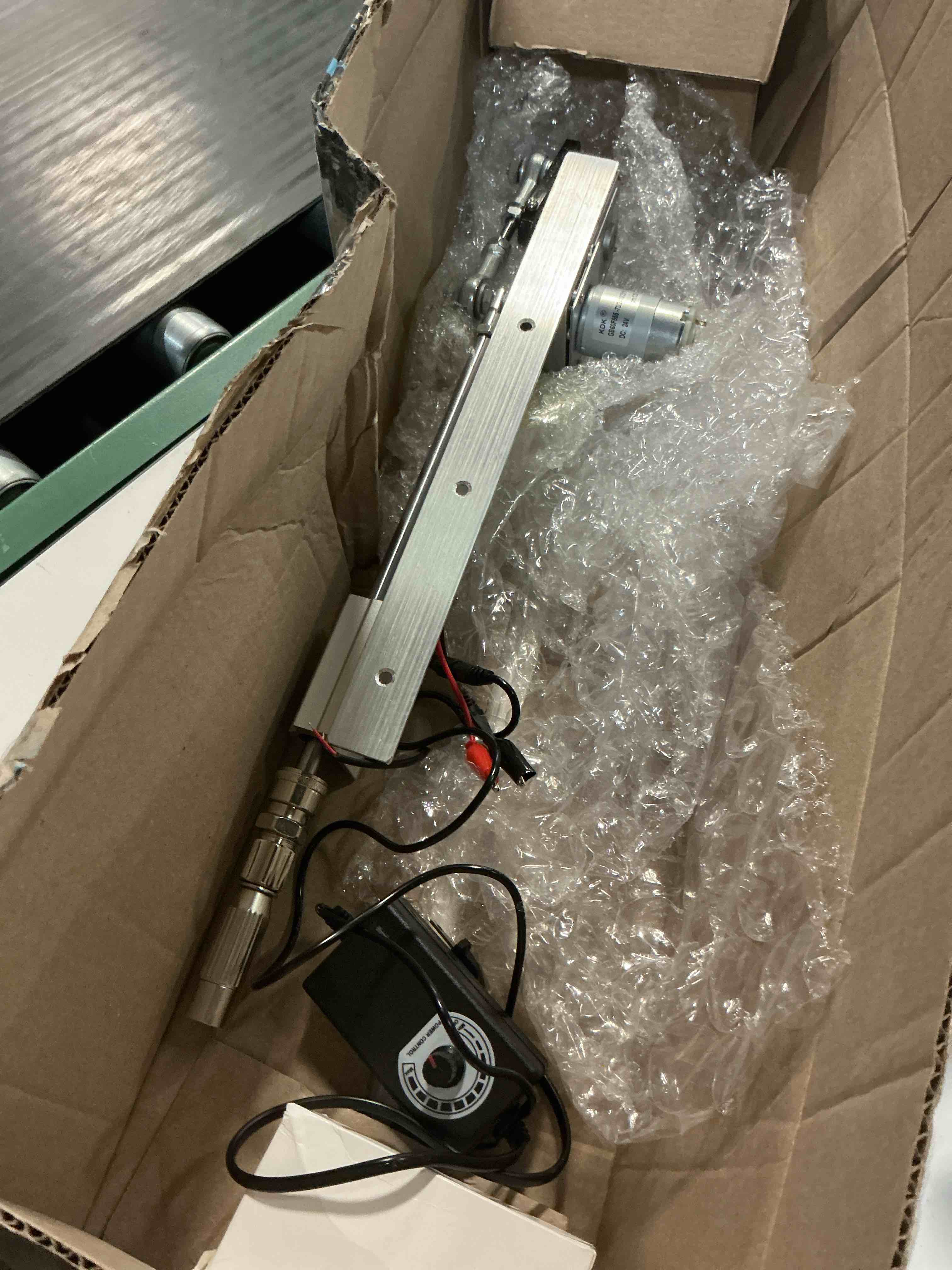 Condition photo showing As Is for diy reciprocating linear actuator, dc 24v 120rpm, diy motor with adjustable stroke 1.18-5.9" & power control adapter, high torque to 40 lbs, thrusting machine torque motor for sybian and linear motion