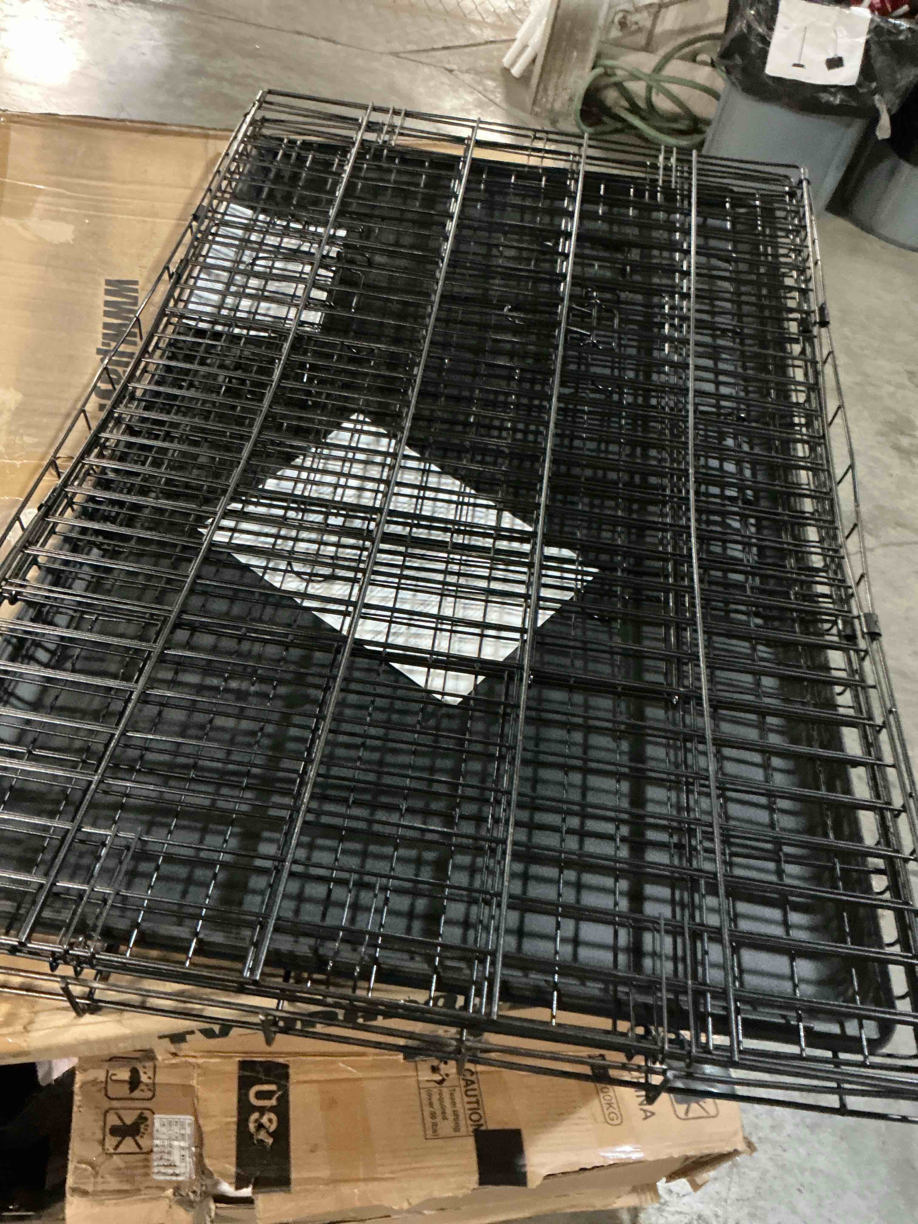 Condition photo showing As Is for bestpet folding dog crate with divider and tray  42 l