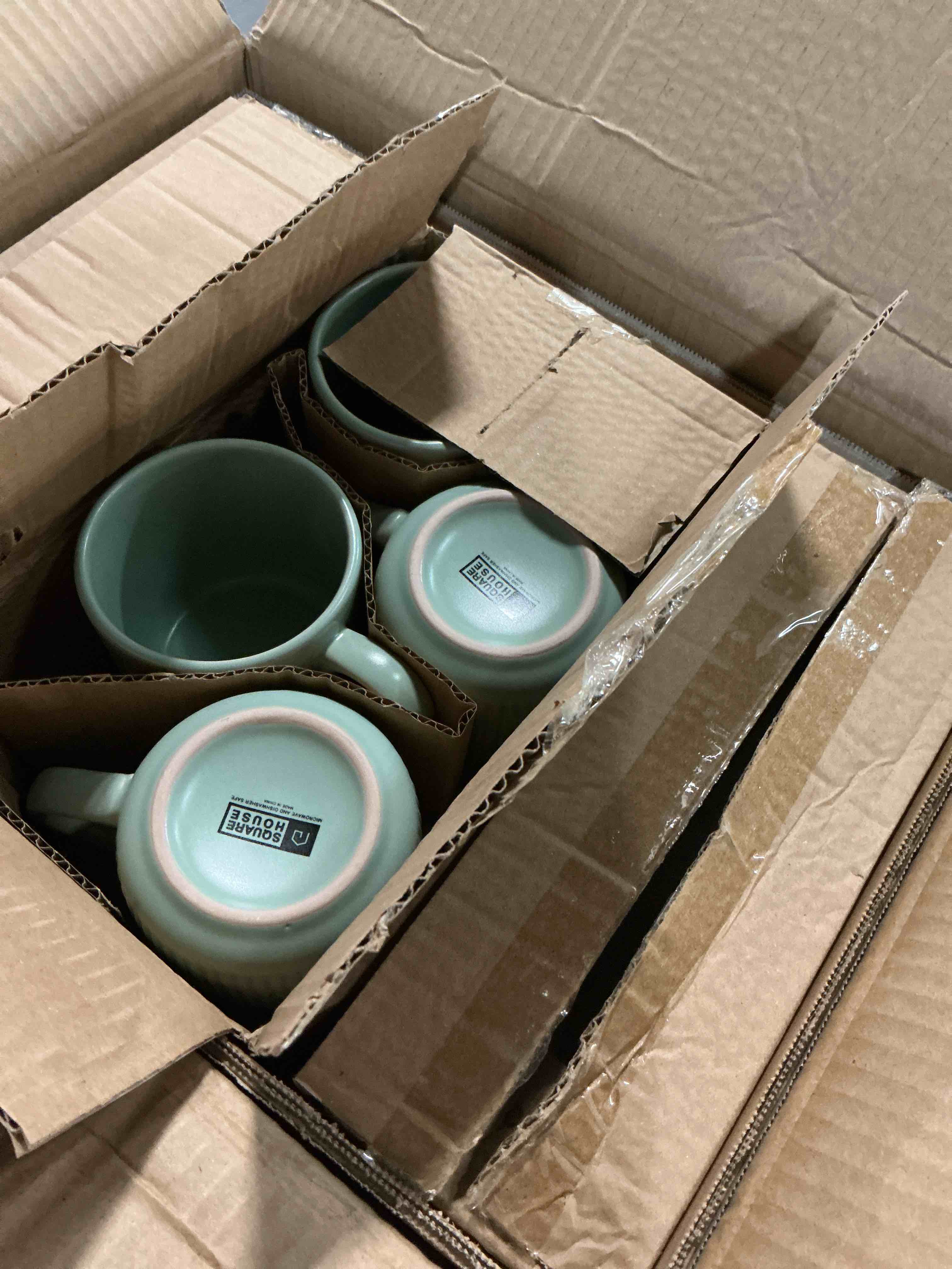 Condition photo showing Good Condition for 16 piece dinnerware set key west - plates, bowls, and mugs set for 4 - chip and scratch resistant, microwave and dishwasher safe tableware, 16 pieces ribbed dishes
