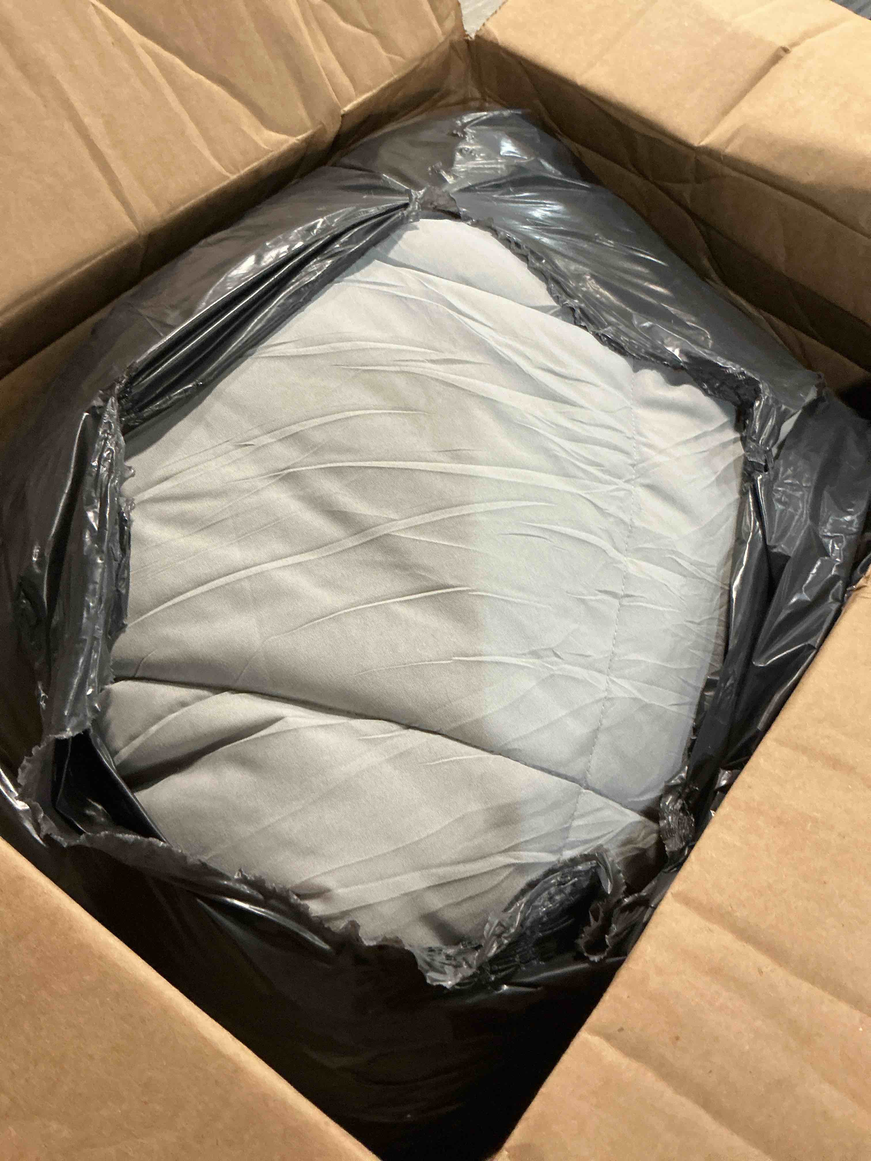 Condition photo showing As Is for cozylux queen comforter set light grey - bed in a bag queen size 7 pieces, luxury soft bed set for all seasons, bedding set with down alternative comforter, sheets, pillowcases & shams light grey queen
