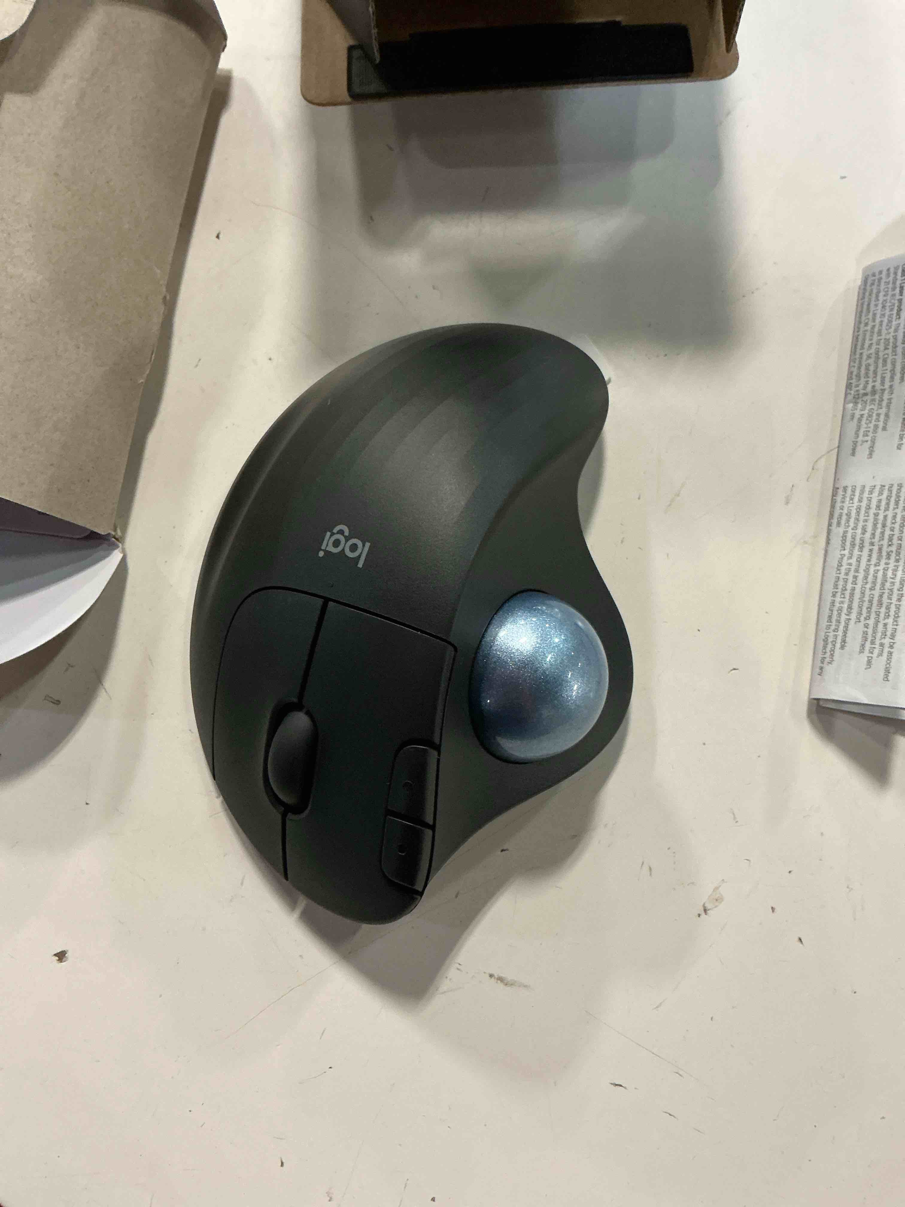 Condition photo showing Good Condition for logitech m575 ergonomic wireless trackball usb mouse, black (910-005869)