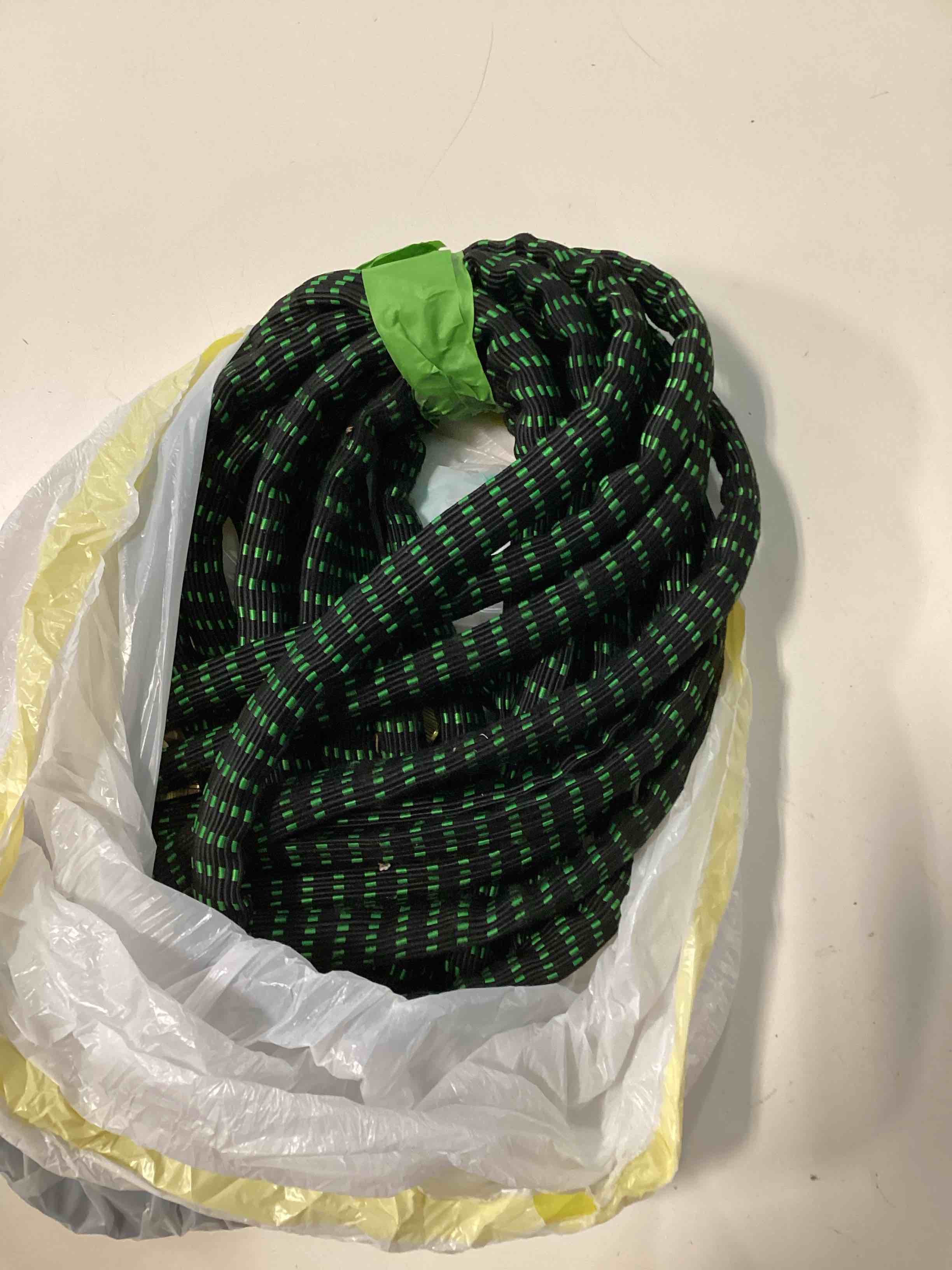 Condition photo showing As Is for flexi hose with 8 function nozzle, 50ft - lightweight expandable garden hose, no-kink flexibility, 3/4 inch solid brass fittings and double latex core - green