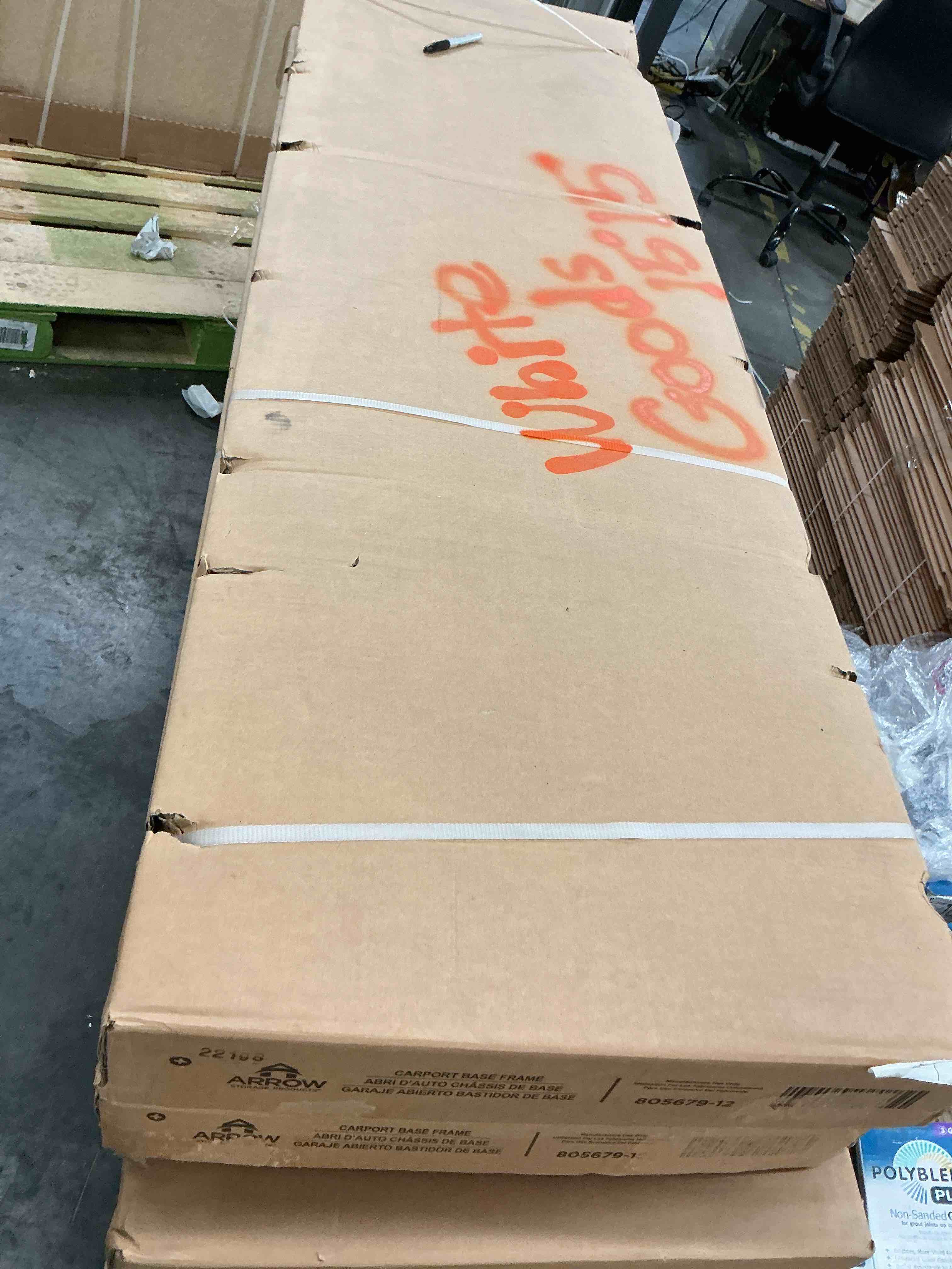Condition photo showing Good Condition for (pick up 3 box) arrow carports galvanized steel carport compact car metal carport kit 10 x 15 x 7 charcoal