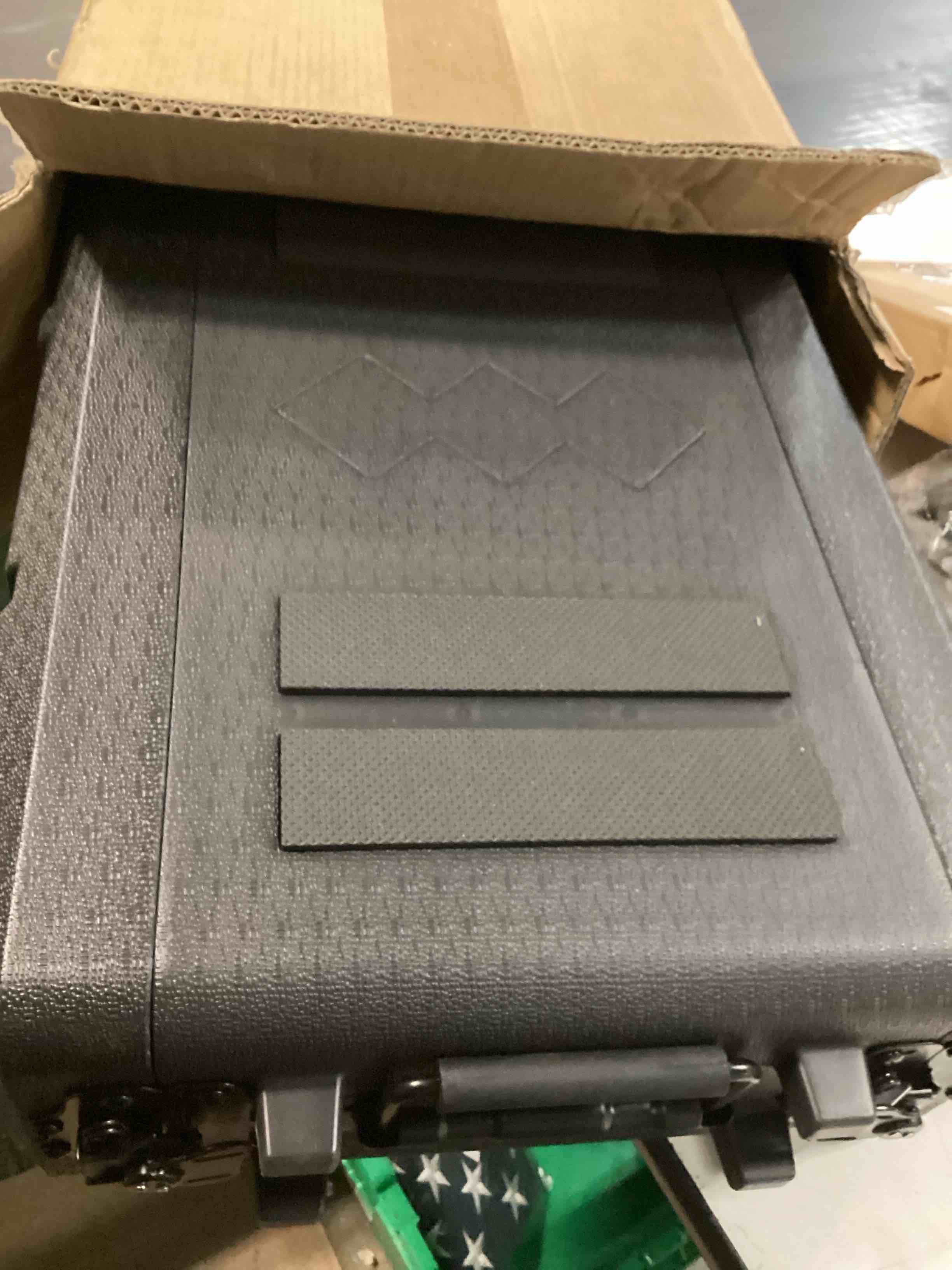 Condition photo showing As Is for 2u rack case shallow 12" depth, 19" rackmount flight cases easy installation portable carry watertight dust proof 2 space shockproof mount racks with microphone compartments space saving 2u rack case 12" deep
