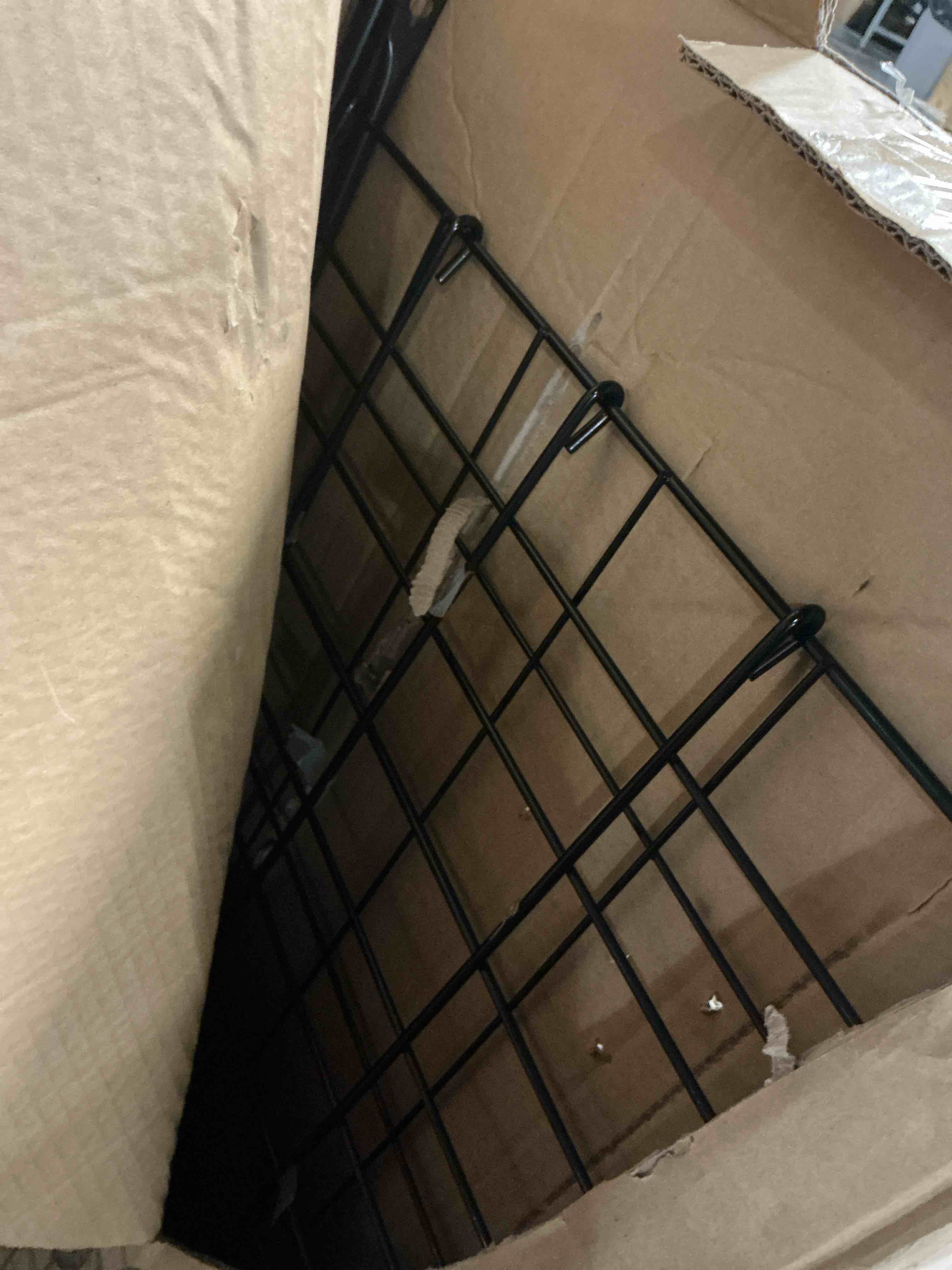 Condition photo showing As Is for whitmor extra large utility foldable shopping cart with wheels, 100 lb capacity, heavy duty grocery cart with steel frame, foam handle, rolling collapsible utility trolley for grocery, laundry, black 17.4"l x 16.4"w x 40.12"h