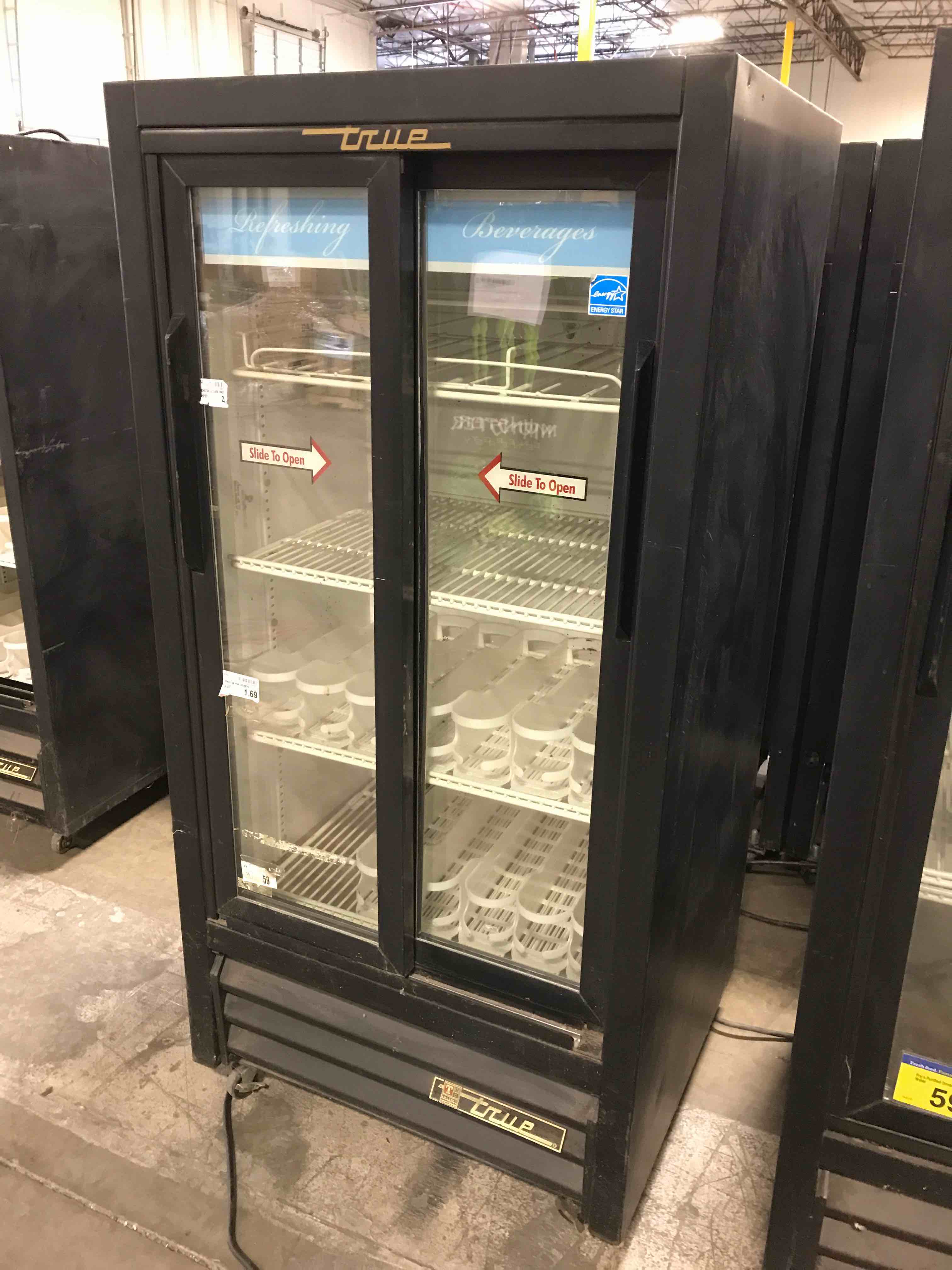 True 27-inch Two Sliding Glass Door 11-cu. ft. Refrigerated Merchandiser on Casters