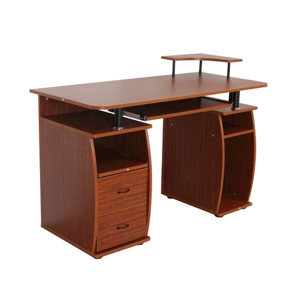 HomCom 48" Wooden Multi Level Computer Desk with Shelves - Brown 920-011 (Incomplete, Box 1 of 2) 