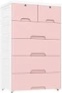 Nafenai Plastic Drawers Dresser,Storage Cabinet with 6 Drawers,Closet Drawers Tall Dresser Organizer for Clothes,Playroom,Bedroom Furniture,Pink
