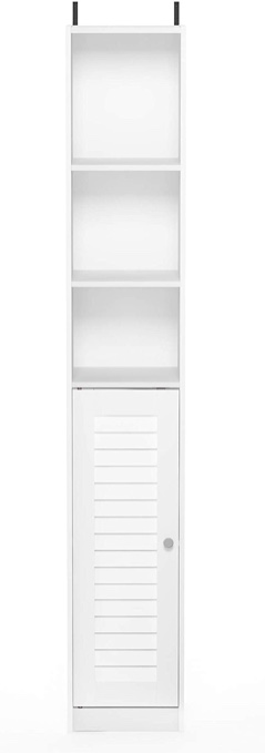 Furinno FR18511WH Indo Slim Luver Door Bath Cabinet - White - 62.99 x 9.84 x 9.84 in.