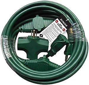 Sun Joe PJEXT25MO-GRN 25' Indoor + Outdoor Multi-Outlet Extension Cord with Cord Connect Adapter, Green