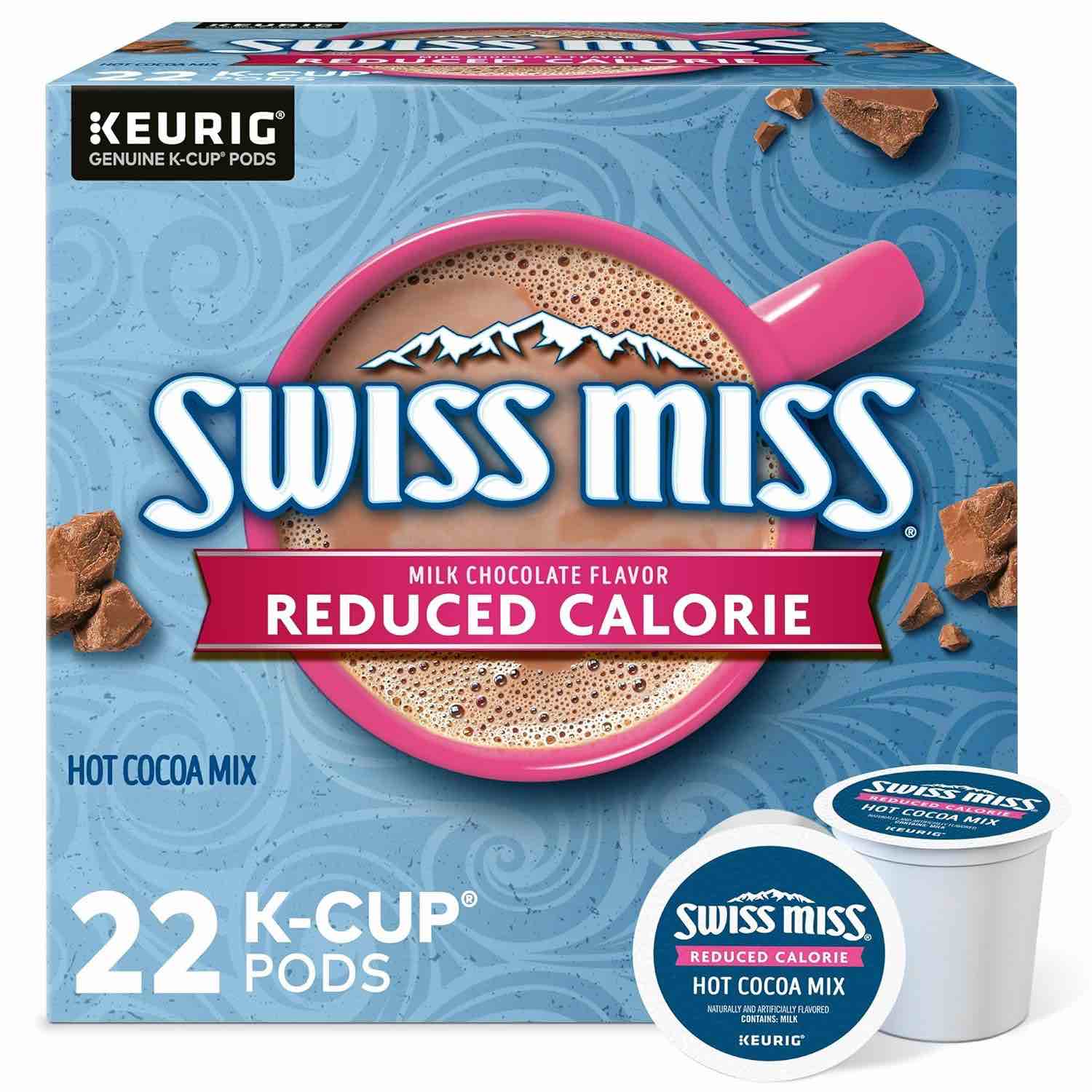 Swiss Miss Reduced Calorie Hot Cocoa, Keurig Single Serve K-Cup Pods, 88 Count (4 Packs of 22) Reduced Calorie 22 Count (Pack of 4)