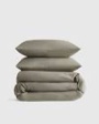 organic crisp percale duvet cover and pillowcases, full/queen, dried sage