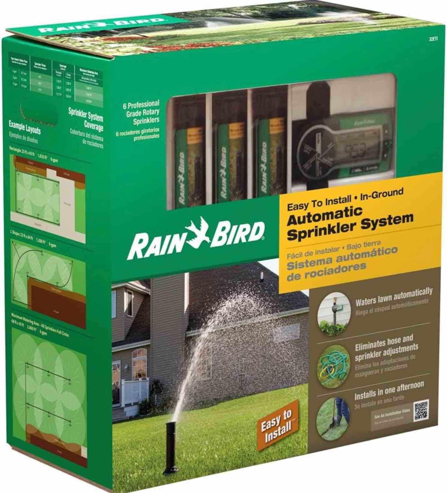 rain bird 32eti diy self install in-ground automatic sprinkler system kit automatic sprinkler system kit w/ timer sprinkler system