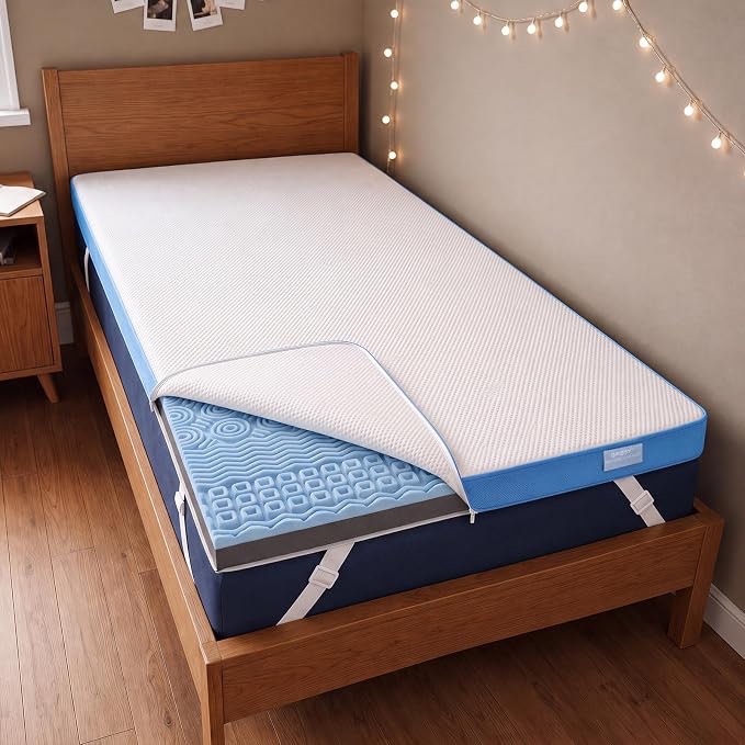 extra firm mattress topper king size, 2026 upgraded 3 inch 7-zone egg crate cooling gel memory foam bed topper for pressure relief and back pain, bamboo charcoal mattress pad, washable cover