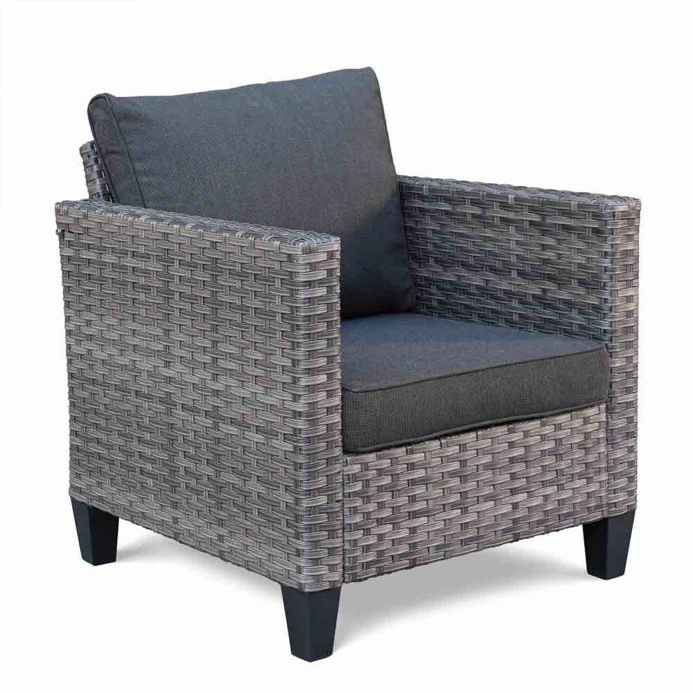 patio seating set 3 pieces; one single sofa, one middle sofa and one ottoman, color grey