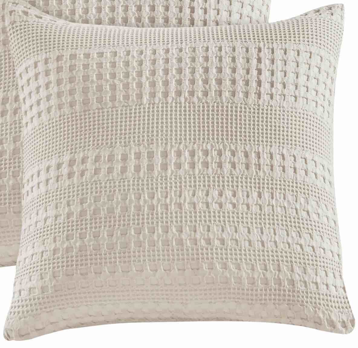 PHF 100% Cotton Waffle Weave Euro Sham Covers, 1 Pack 26" x 26" Pillow Covers for Elegant Home Decorative, No Insert, Decorative Euro Throw Pillow Covers for Bed Couch Sofa, Light Khaki/Linen