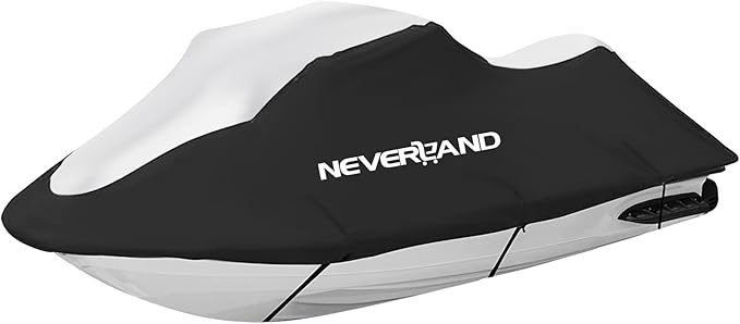 neverland waterproof jet ski cover - compatible with yamaha seadoo kawasaki, jet ski covers 2 3 seater uv resistant 210d heavy duty cover with 2 air vents suitable for 2 3 seater lengths 115'' to 120"
