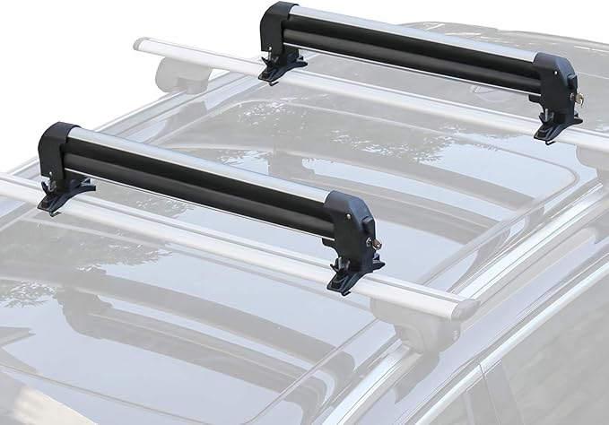 Leader Accessories Folding Hitch Mounted Ski & Snowboard Rack, Adjustable Snowboard Roof Racks Hold 4 Snowboard or 6 Skis with Anti-Theft Lock, Fits 2" Receiver and Most Cross Bars