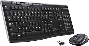 Logitech MK270 Wireless Keyboard And Mouse Combo For Windows, 2.4 GHz Wireless, Compact Mouse, 8 Multimedia And Shortcut Keys, For PC, Laptop - Black (B079JLY5M5)