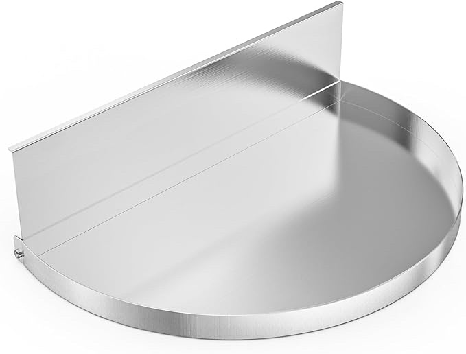 onlyfire stainless steel detachable grill drip pan for weber 22" kettle grills, grease tray liner with removable charcoal divider, semi-circular