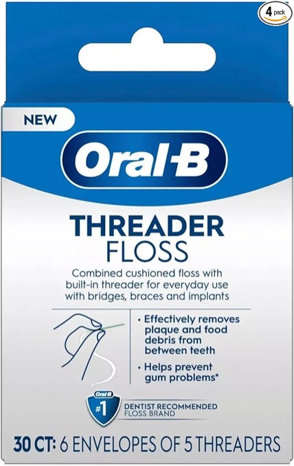 oral-b glide threader floss (pack of 4)