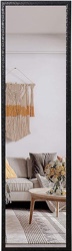 full length mirror wall mounted door mirrors for bedroom, rectangle bathroom mirror full body mirror wall hanging leaning, 50”x14”, black