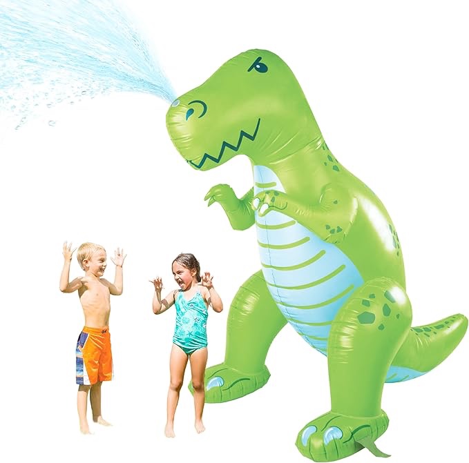 BigMouth Inc. Giant Inflatable Dinosaur Sprinkler, Fun Summer Backyard Water Splash Toy for Kids, 6 Feet Tall
