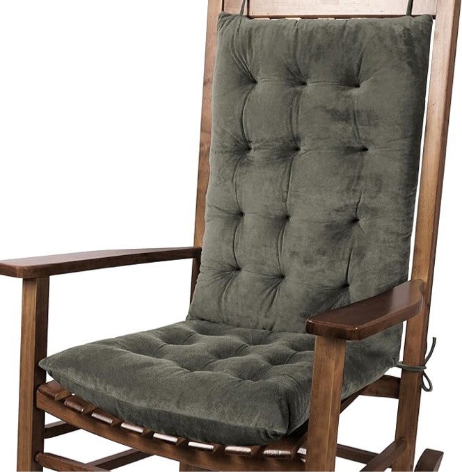 rocking chair cushions indoor velvet chair pads high back and seat cushion 2 piece set grey