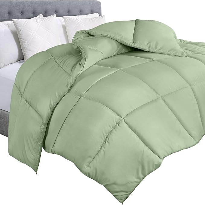 Utopia Bedding Comforter Duvet Insert, Quilted Comforter with Corner Tabs, Box Stitched Down Alternative Comforters King Size (Sage Green)