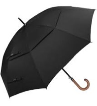 Wooden J Handle Golf Umbrella Windproof Classic Stick Wedding Cane Umbrellas, Auto Open Cane Hook Handle