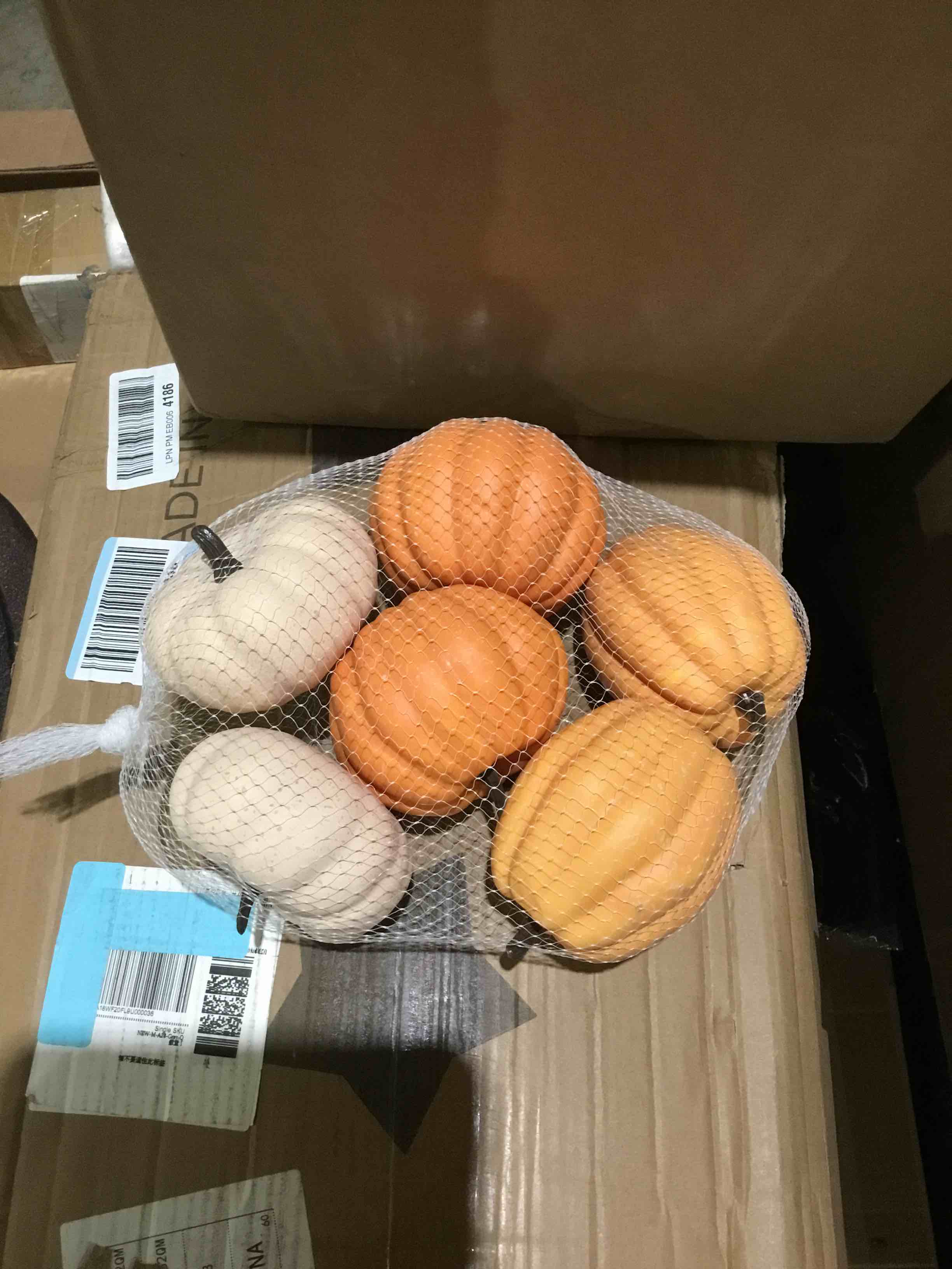 6 piece pumpkin and gourd decorations assorted sizes and colors