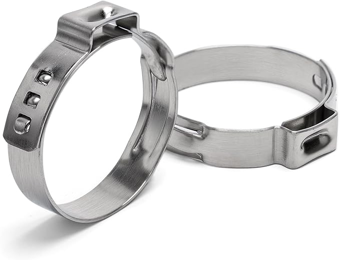TICONN 50PCS 3/8” PEX Clinch Clamps, 304 Stainless Steel PEX Clamp Rings for PEX Pipe Tubing Connection
