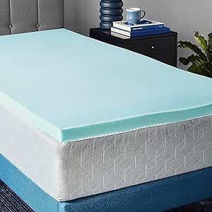 Amazon Basics Twin Mattress Topper, Cooling Gel-Infused, CertiPUR-US Certified, 2 Inches, Blue, TwinXL