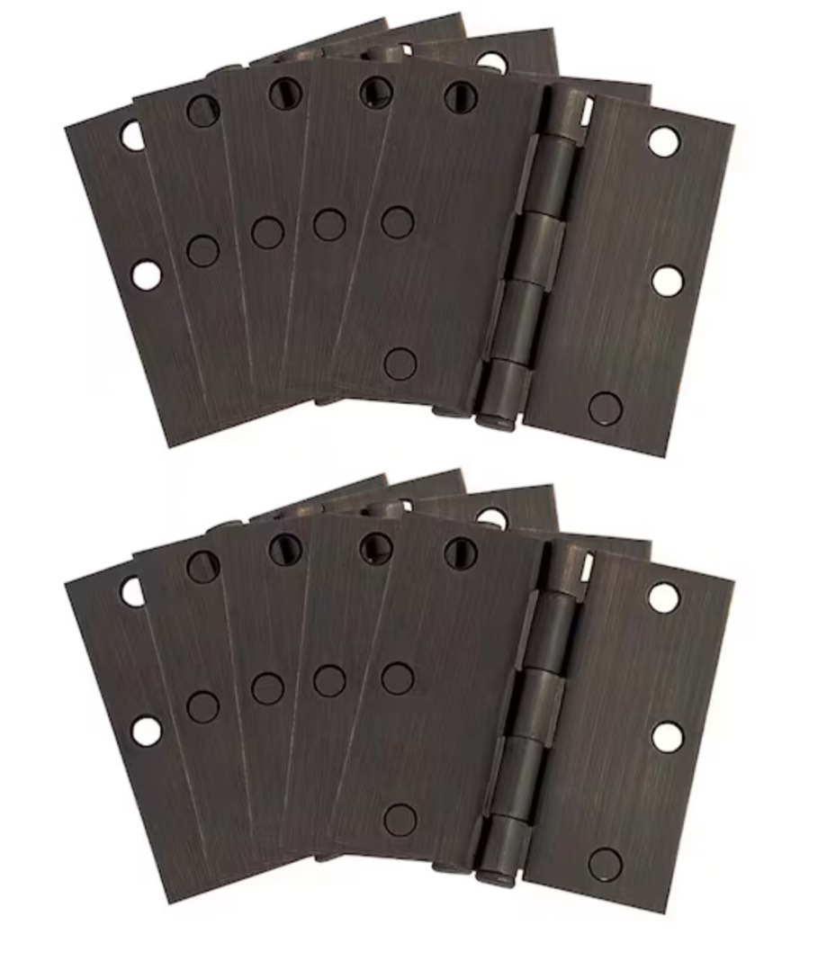 case of 15 3 in. oil-rubbed bronze square corner door hinge