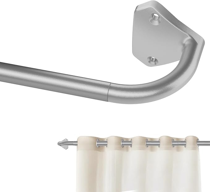 GXOACKJ Brushed Nickel Wrap Around Curtain Rods for Windows 28 to 48 inch, 5/8 inch Industrial Telescoping Curtain Rod, Blackout Curtain Rods for Bedroom & Outdoor, Adjustable from 30 to 48 Inches