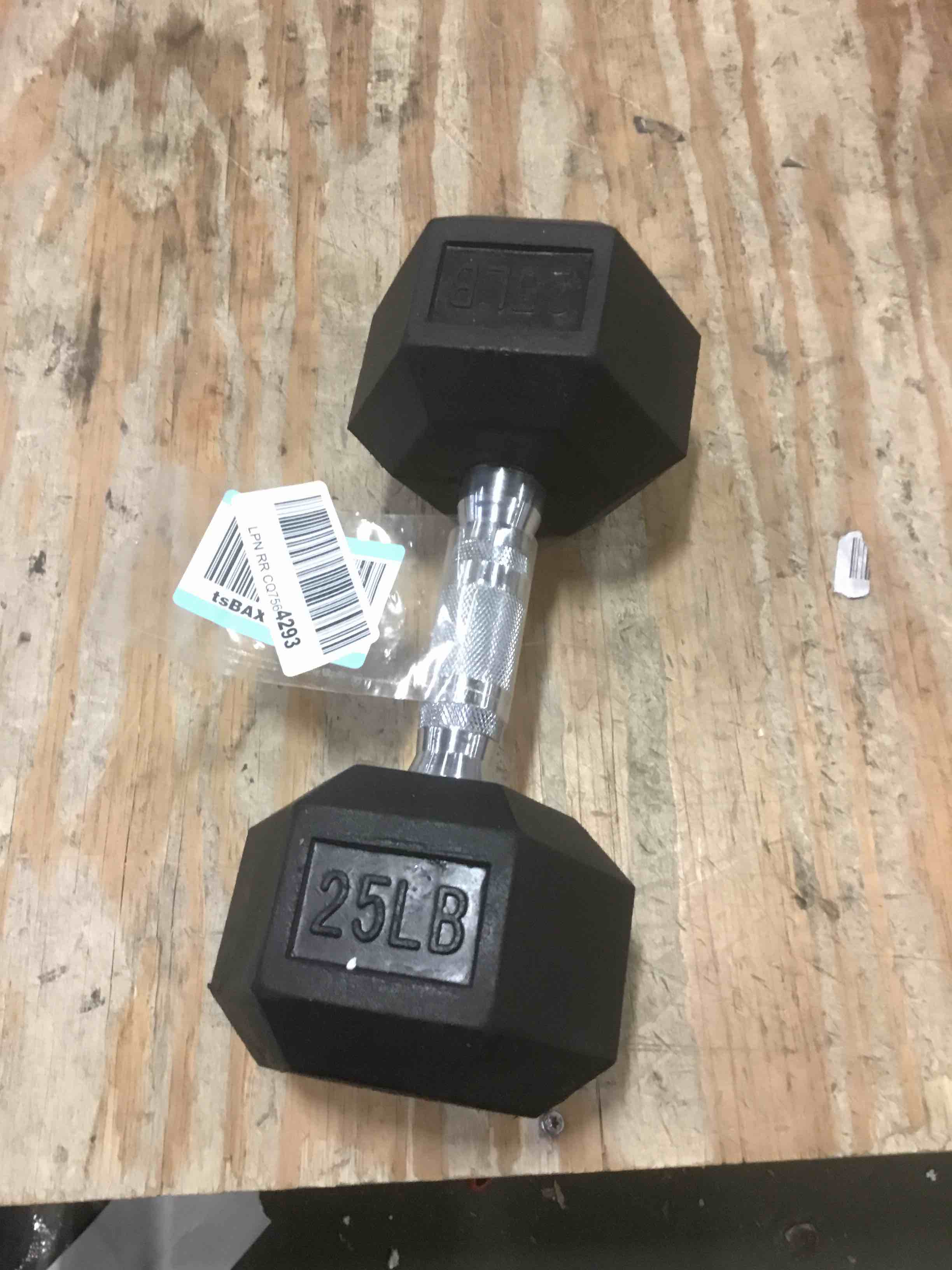 Condition photo showing Appears New for Amazon Basics Rubber Encased Hex Dumbbell Hand Weight, 25lb