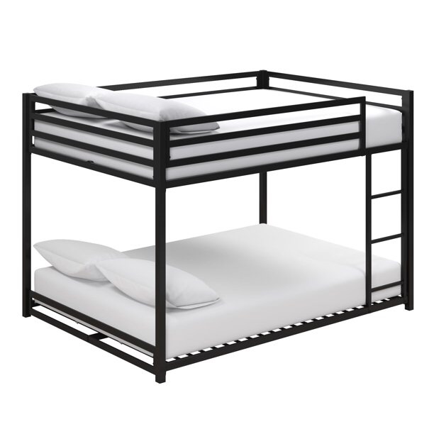 Elm & Oak Miles Metal Full/Full Bunk Bed, Black