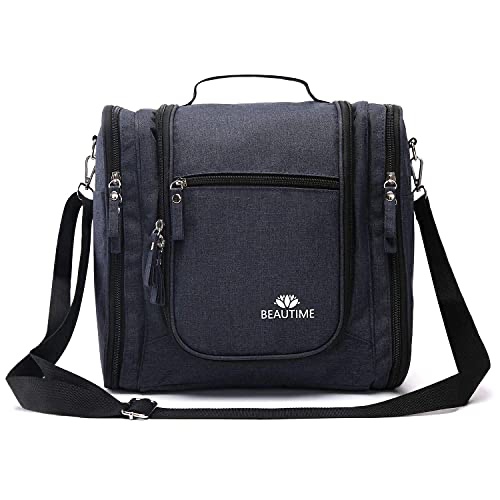 Large Hanging Travel Toiletry Bag for Men and Women Waterproof Makeup Organizer Bags wash bag Shaving Kit Cosmetic Bag for Accessories, Shampoo,Bathroom Shower, Personal Items (dark blue)