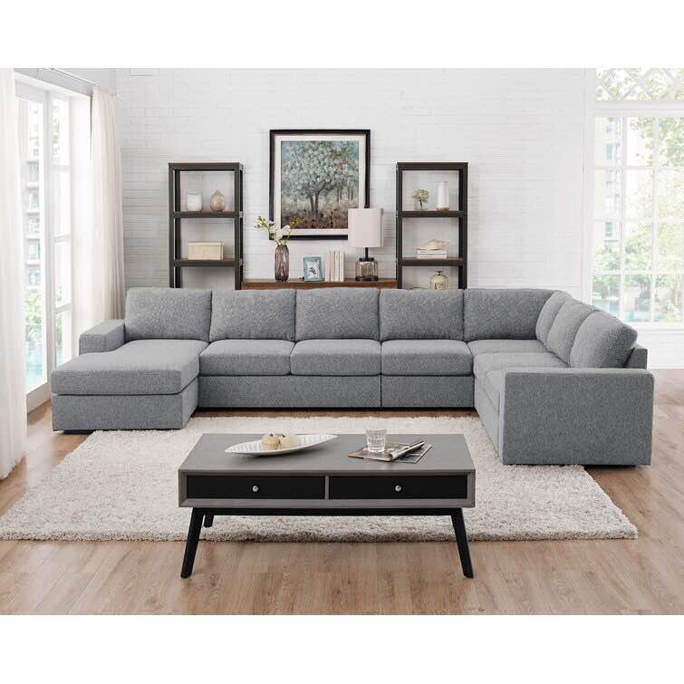 Anadarko 146.5" Wide Modular Sofa & Chaise ( Incomplete) armless loveseat only 