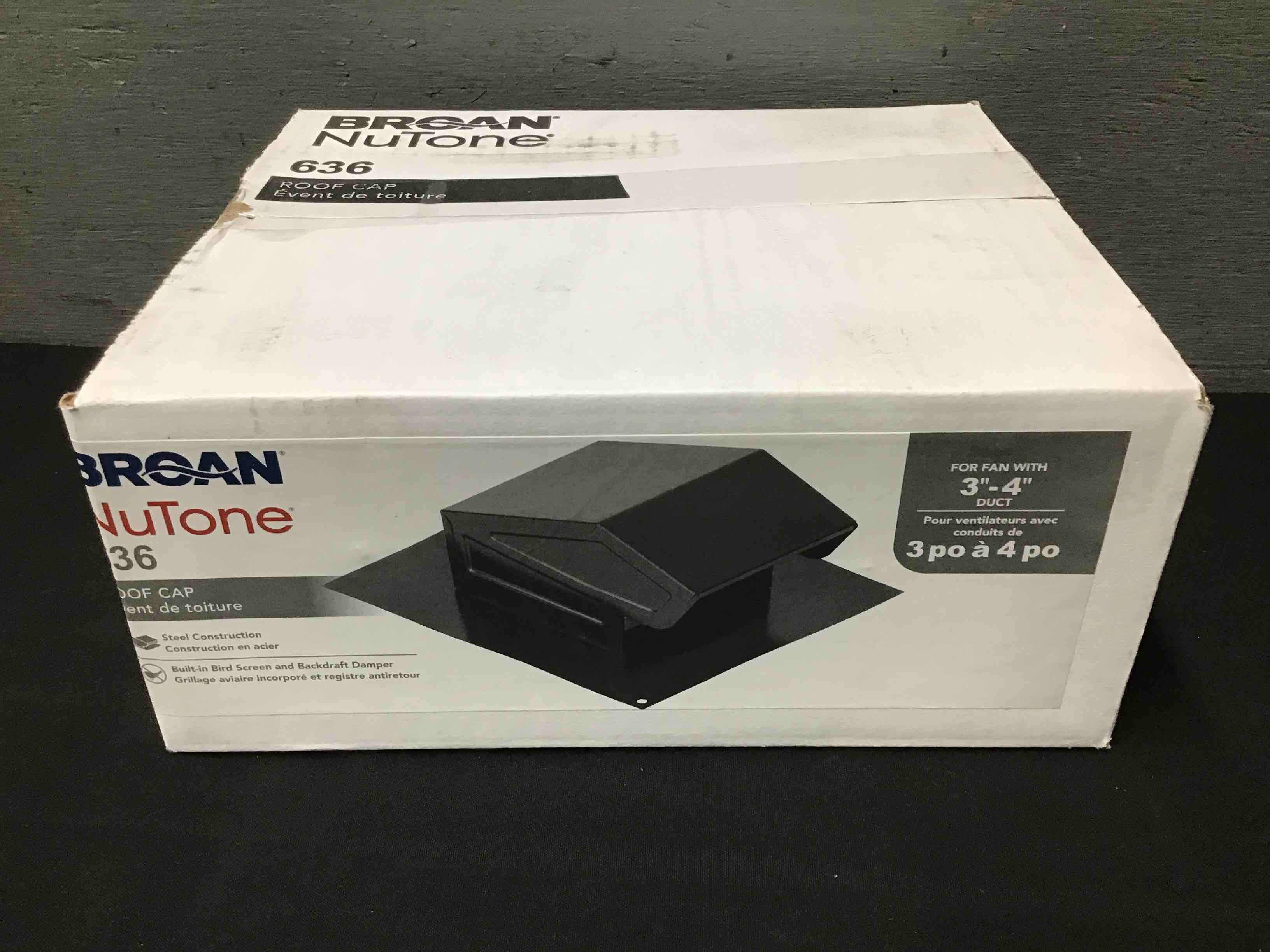 BroanNuTone 636 Steel Roof Vent Cap for 3 Inch and 4 Inch Round Duct