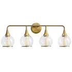 30 in. 4-Light Gold Bathroom Vanity Light with Clear Globe Glass Shades