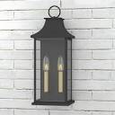 Montpelier 20.6 in. 2-Light Sand Grain Black Dusk to Dawn Outdoor Hardwired Wall Lantern Scone
