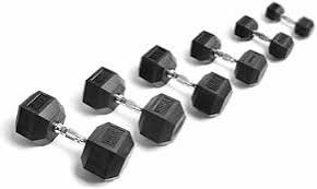 Rubber Hex Dumbbell 5-35 Lbs. Pairs 
