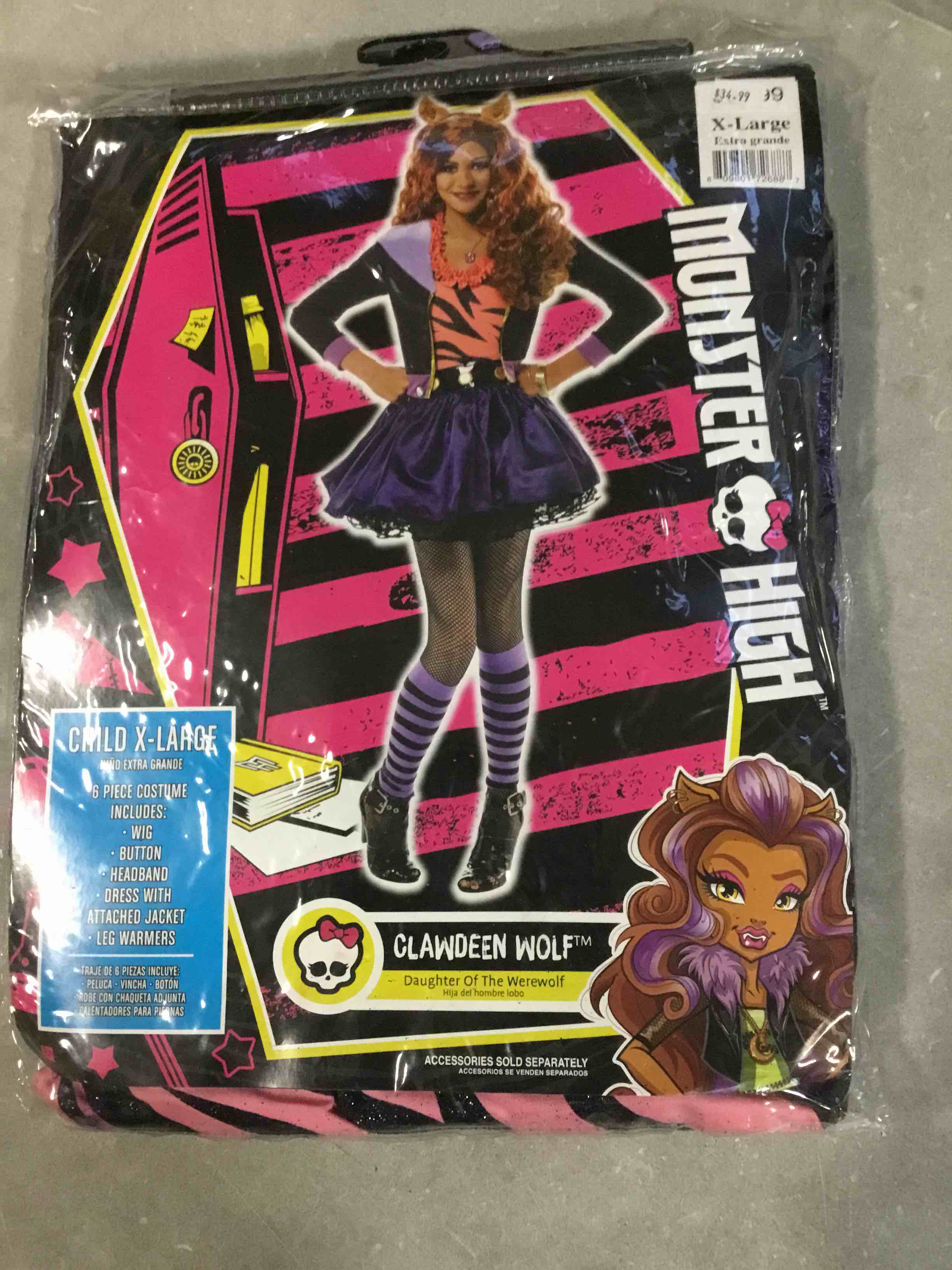 Monster High Clawdeen Wolf - Child Costume Size Xl 14-16