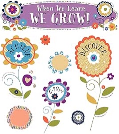 carson dellosa you-nique 49 pc bundle motivational bulletin board set, positive affirmations, flower cutouts, and more boho decor, homeschool and classroom decorations